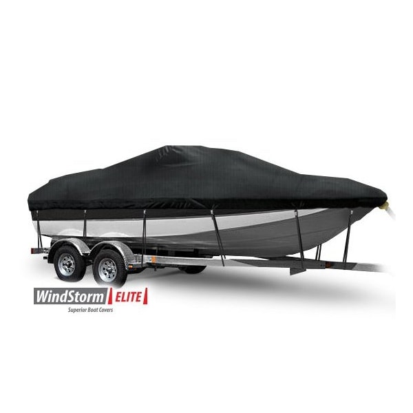 Eevelle Boat Cover DECK BOAT Walk Thru Windshield Inboard Fits 26ft 6in L up to 102in W Charcoal SFDKWT26102-CHL - main